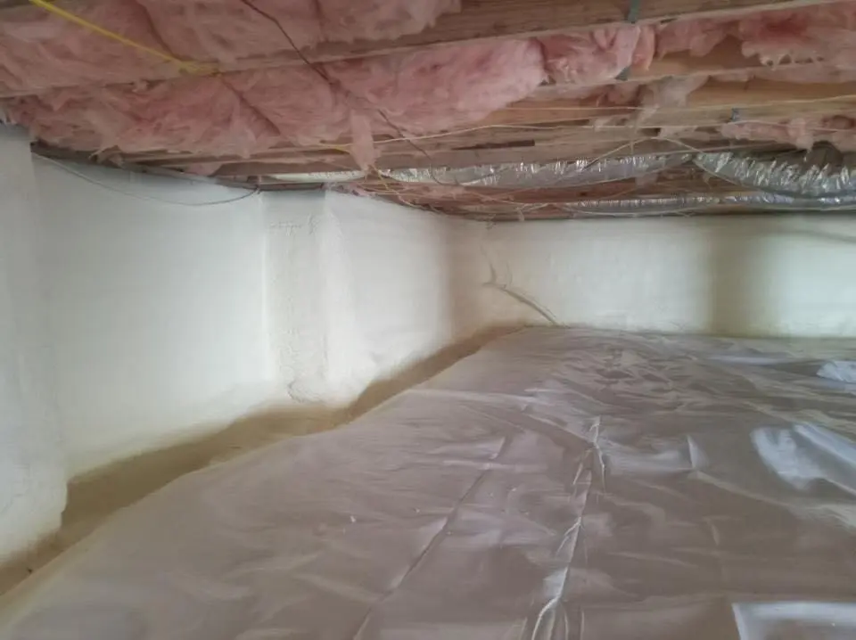 Crawl space encapsulation with closed-cell spray foam for Roof Waterproofing in Beverly